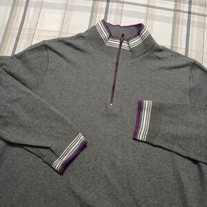 Robert Graham Gray and Purple Zip-Up Sweater